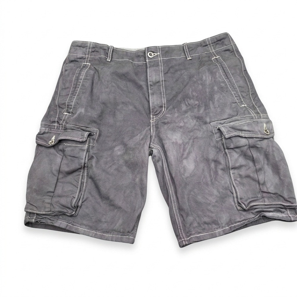 Levi's Men's W34 Overdyed Cargo Shorts Gray Contrast Stitch Multi-Pocket Cotton